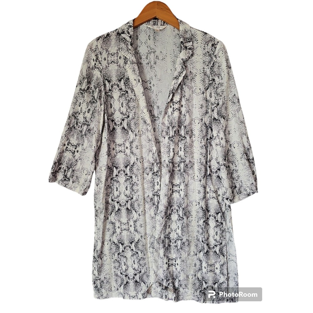 MISS SELFRIDGE Long Open Animal Print Side Slit Cardigan Jacket Duster 8 US